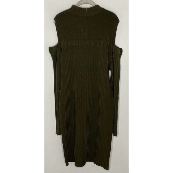 Rachel Rachel Roy Womens Olive Green Ribbed Cold Shoulder Heavy Midi Dress XL - Picture 6 of 6